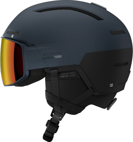 Горнолыжный шлем с визором Salomon Driver Prime Sigma Plus Dress Blue Cat. 2+2 (с доп. визором) 25/26